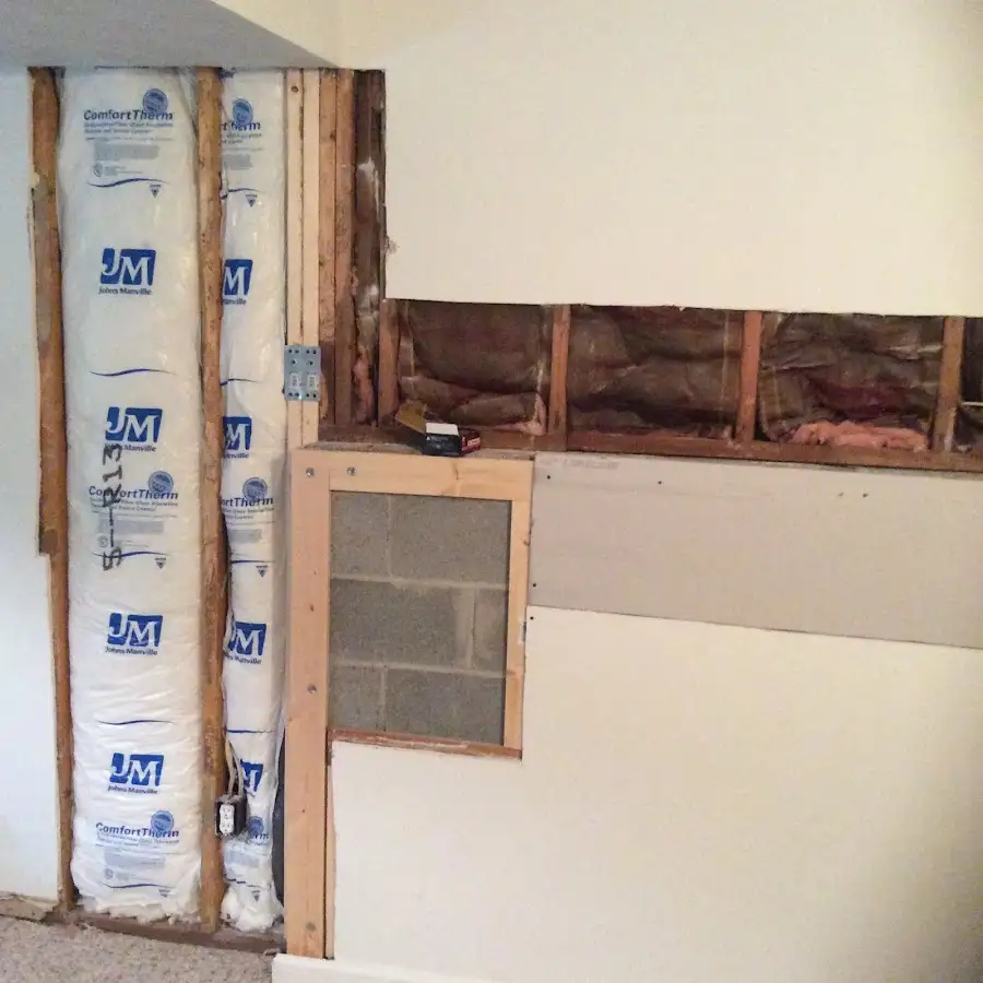 Wall insulation replacement during Basement Flood Cleanup in Cockeysville